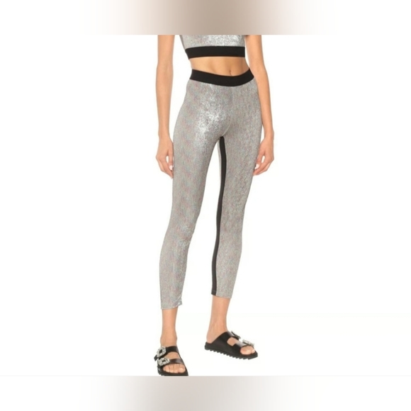 Paco Rabanne Pants - Paco Rabanne Bodyline Colorblock Multicolor Metallic Knit Leggings